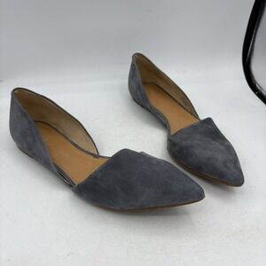 J Crew Shoes Womens Size 10 d'Orsay F5310 Flats Blue Gray Leather Pointed Toe